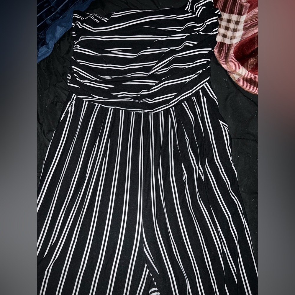 Rue21 Strapless Striped pants romper